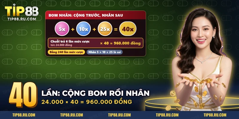 Phép cộng ba bom nhân của Sweet Bonanza trước khi nhân vào tiền thắng của chuỗi tumble
