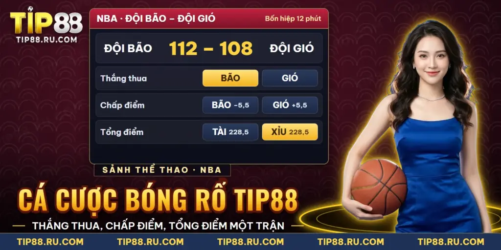 Cá cược bóng rổ TIP88 với kèo chấp điểm và tổng điểm của một trận NBA