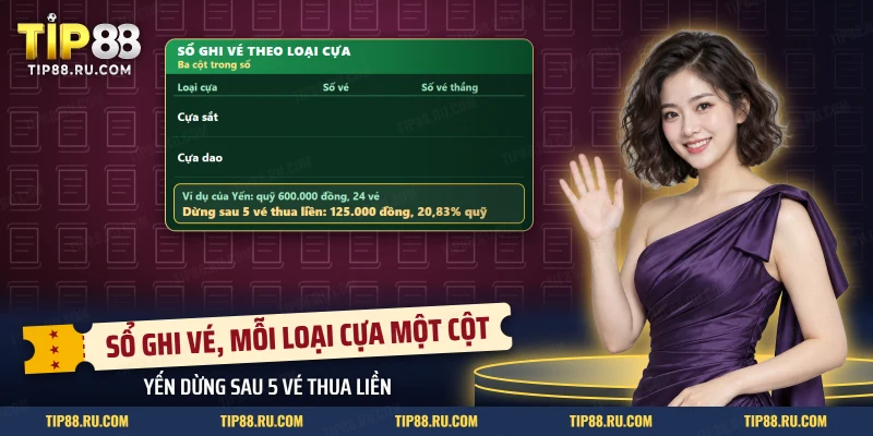Cuốn sổ ghi vé đá gà theo loại cựa với cột số vé và số vé thắng