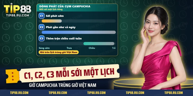 Khung giờ phát khác nhau của các sới trong cụm đá gà Campuchia