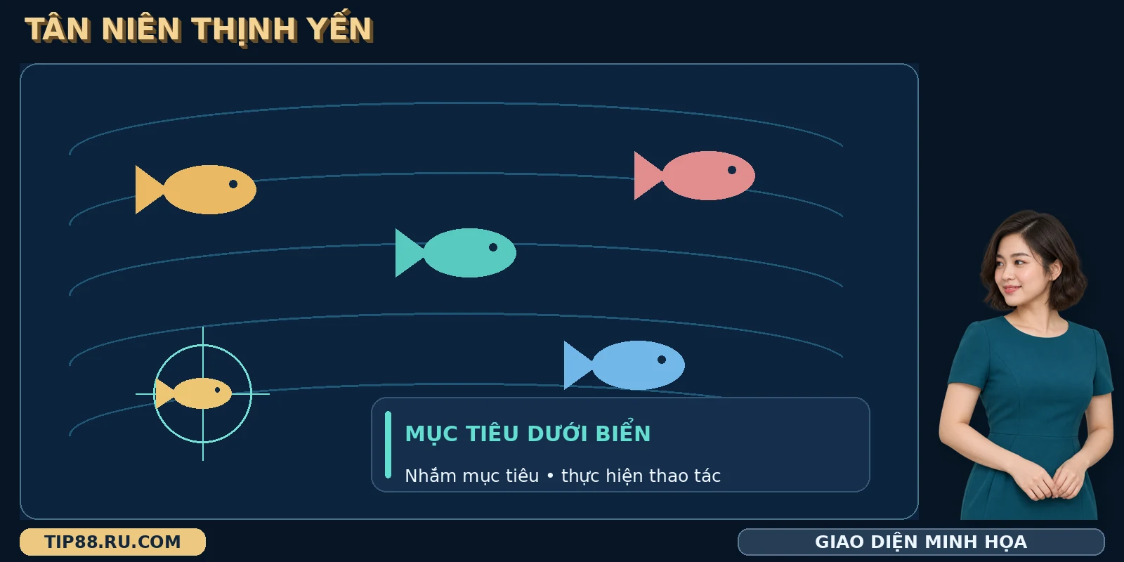 Màn hình Bắn cá Tân Niên Thịnh Yến TIP88 với các mục tiêu dưới biển